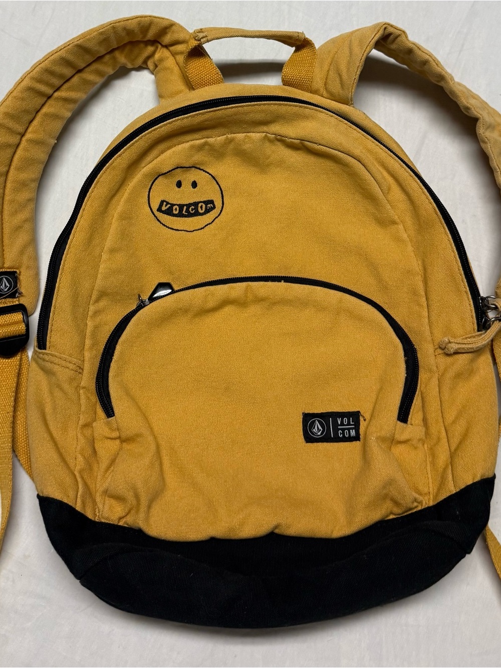 Volcom school yard Mustard Yellow and Black Canvas Backpack